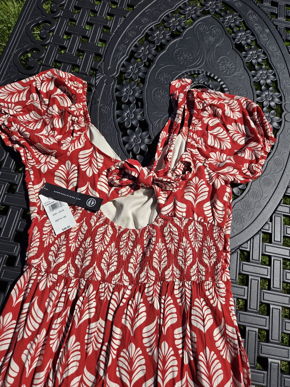 As U Wish Red Leaf-Print Jumpsuit - Picture 7 of 9